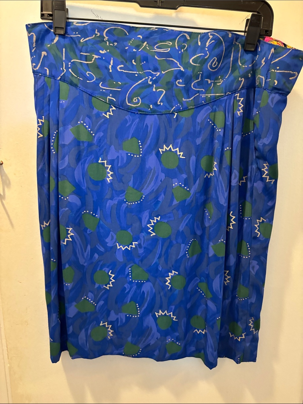 Platinum by Dorothy Schoelen  12 Vintage Blue Abstract A‑Line Skirt 26-464
